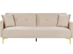Velvet Sofa Bed Beige Lucan