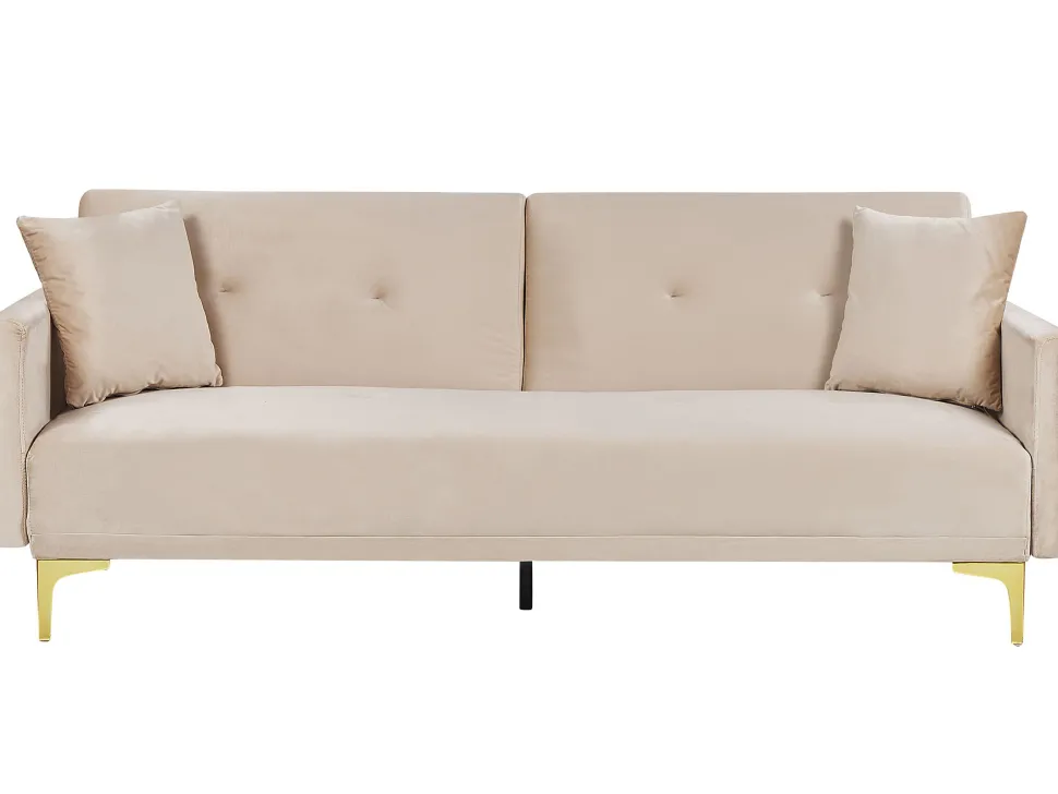 Velvet Sofa Bed Beige Lucan