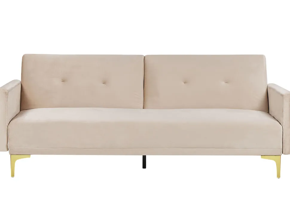 Velvet Sofa Bed Beige Lucan