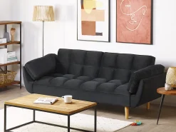 Velvet Sofa Bed Black Asby
