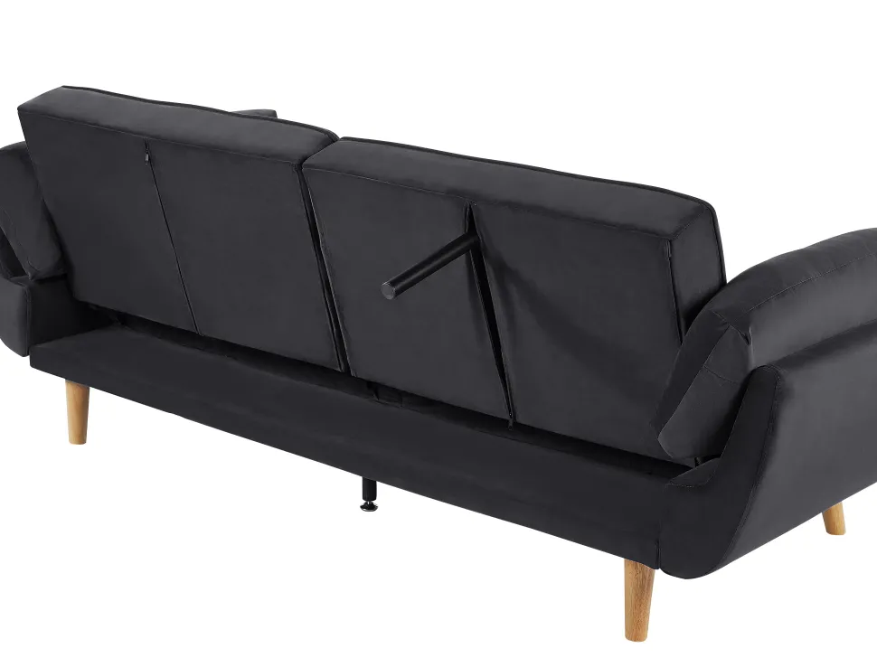 Velvet Sofa Bed Black Asby