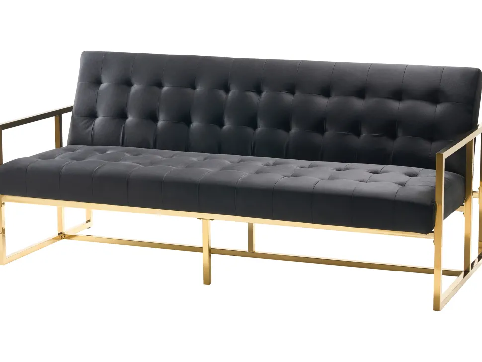 Velvet Sofa Bed Black Marstal