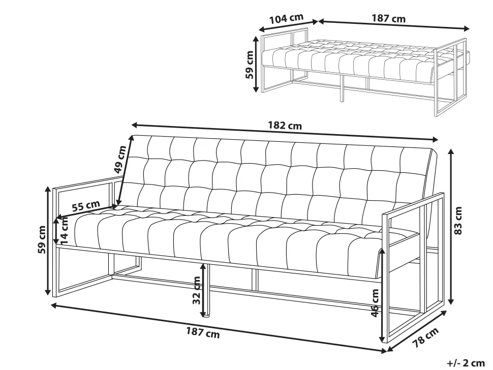 Velvet Sofa Bed Black Marstal