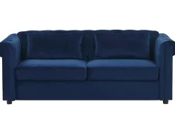Velvet Sofa Bed Blue Chesterfield