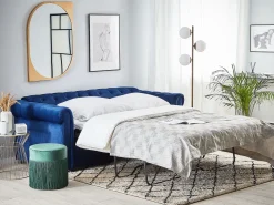 Velvet Sofa Bed Blue Chesterfield