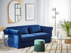 Velvet Sofa Bed Blue Chesterfield