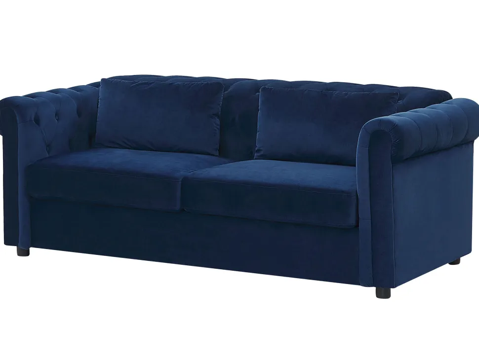 Velvet Sofa Bed Blue Chesterfield