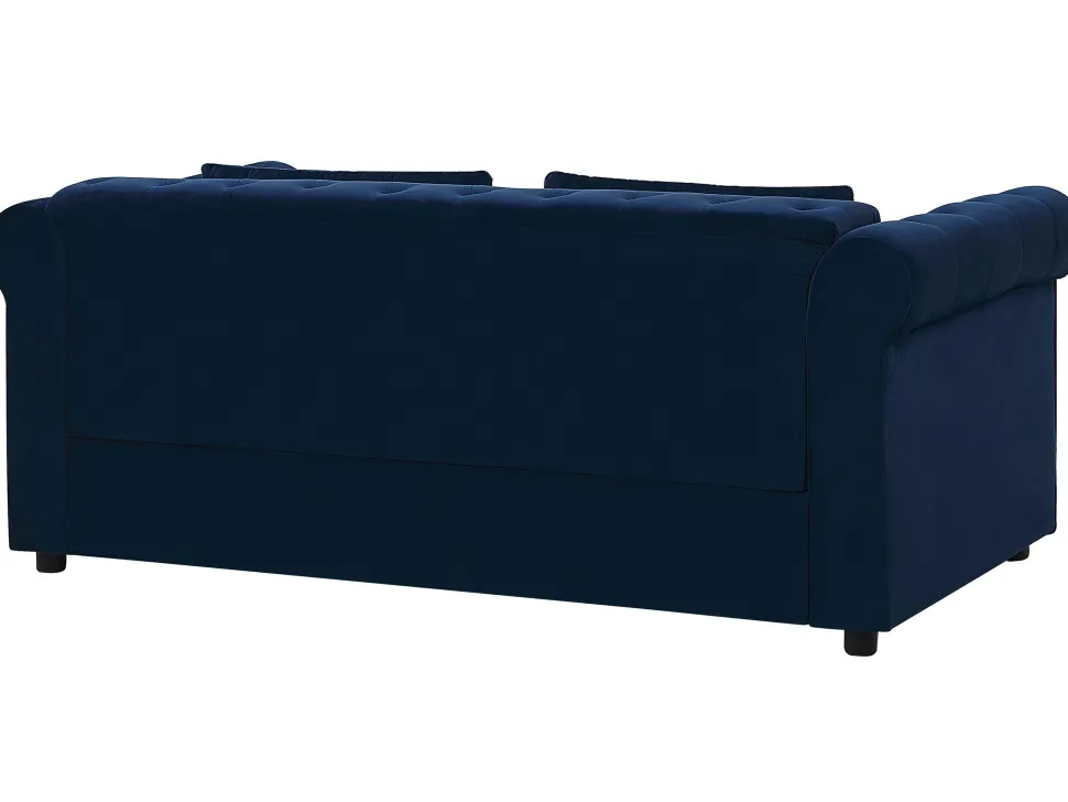 Velvet Sofa Bed Blue Chesterfield