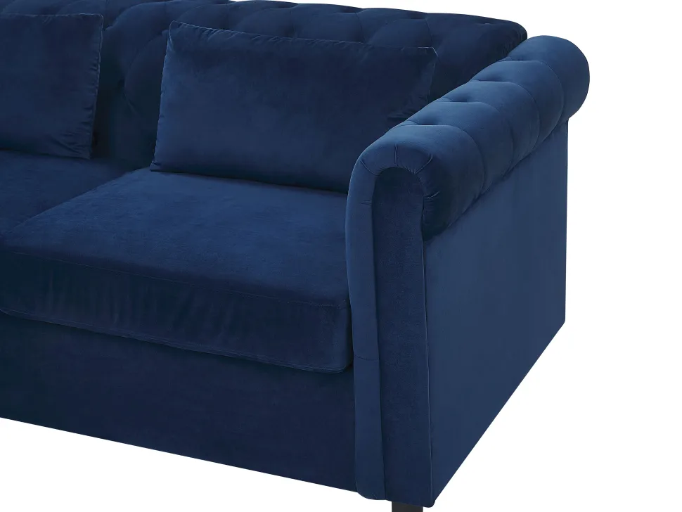 Velvet Sofa Bed Blue Chesterfield
