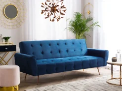 Velvet Sofa Bed Blue Selnes