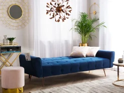 Velvet Sofa Bed Blue Selnes