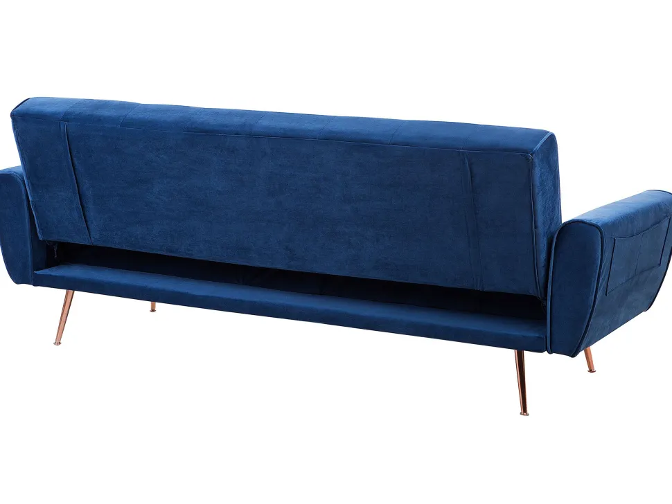 Velvet Sofa Bed Blue Selnes
