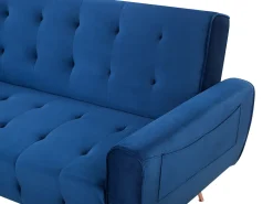 Velvet Sofa Bed Blue Selnes