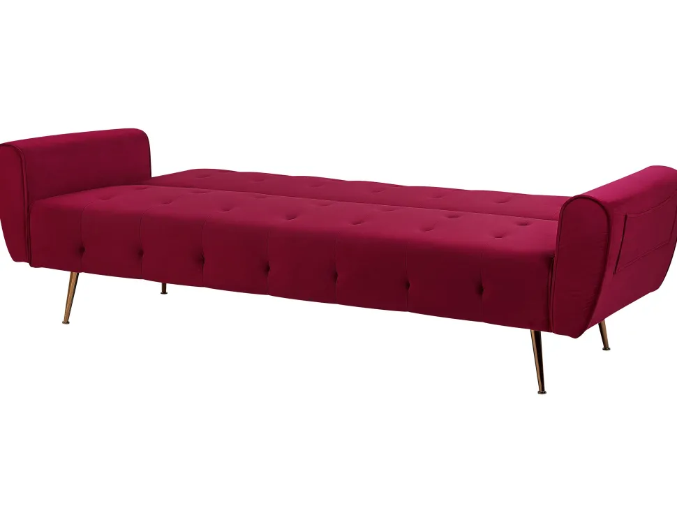 Velvet Sofa Bed Burgundy Selnes