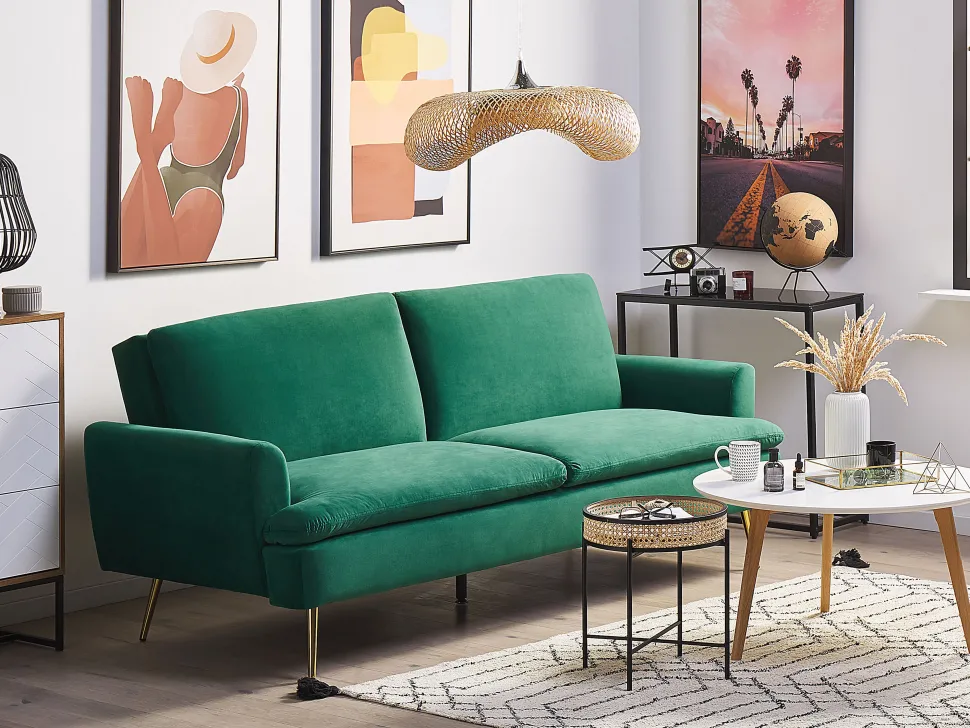 Velvet Sofa Bed Dark Green Vettre