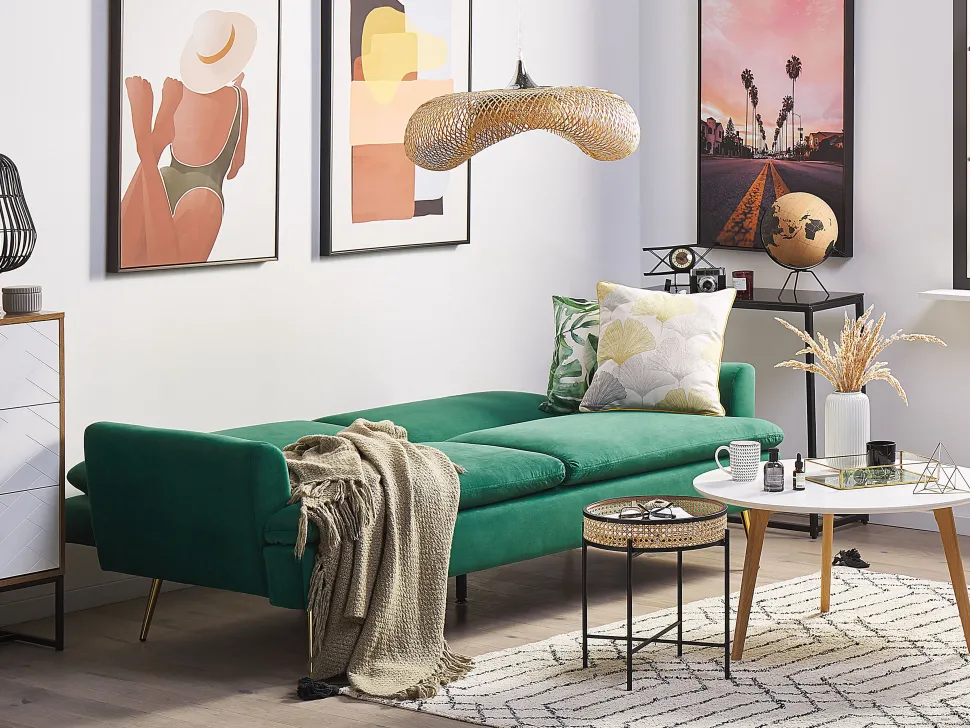 Velvet Sofa Bed Dark Green Vettre
