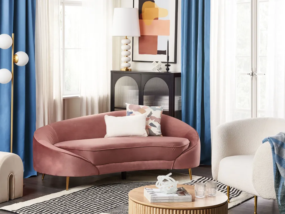 Velvet Sofa Pastel Pink Savar