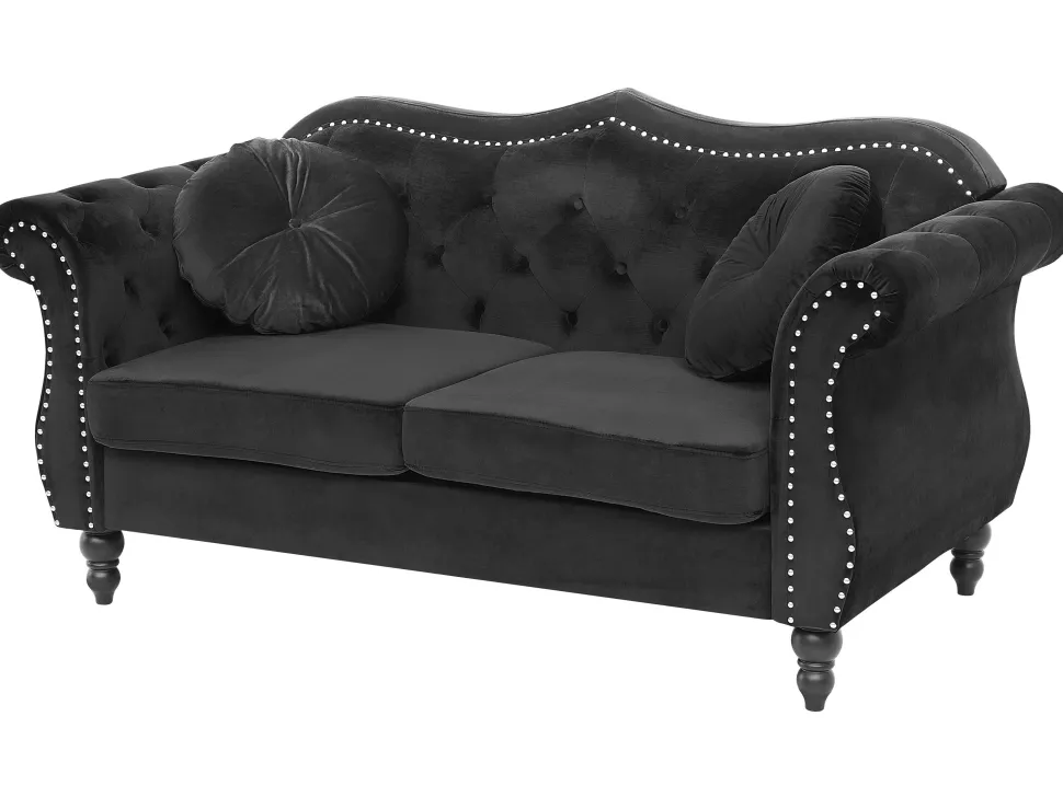 Velvet Sofa Set Black Skien