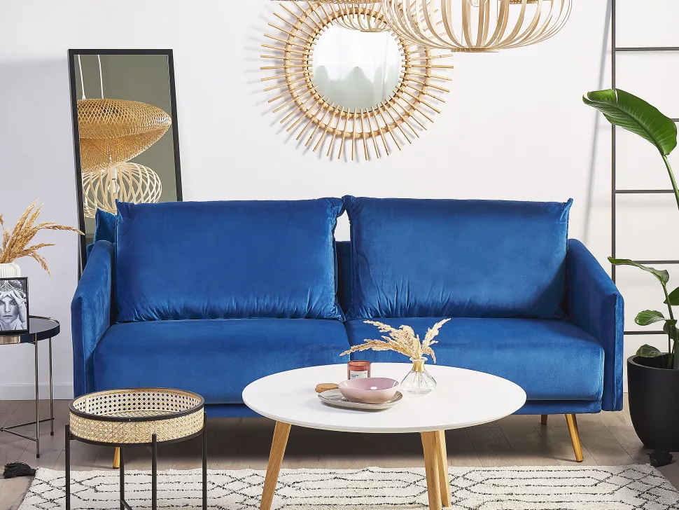 Velvet Sofa Set Navy Blue Maura