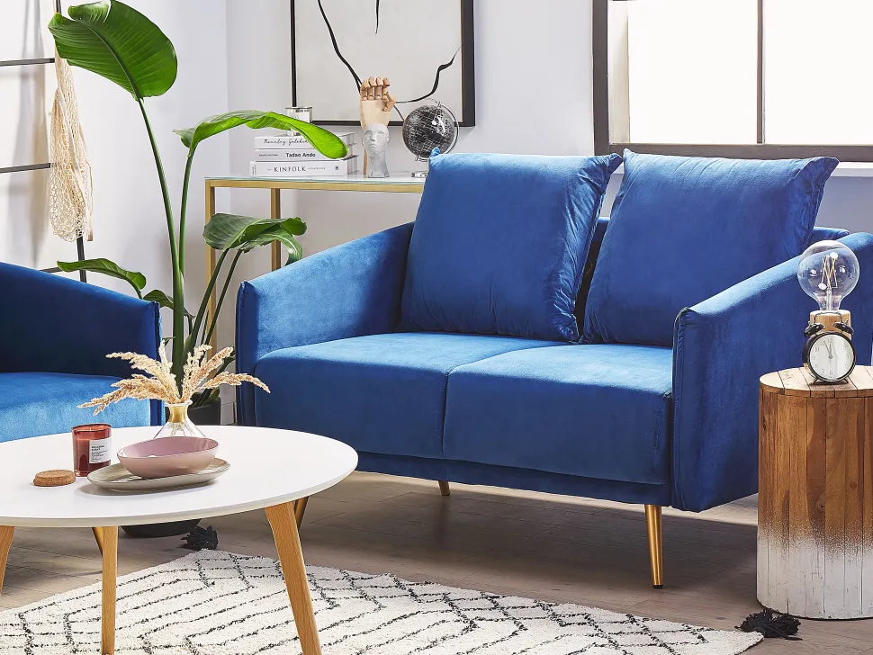 Velvet Sofa Set Navy Blue Maura