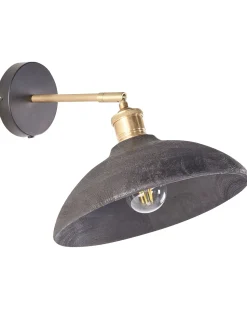 Wandleuchte Mango Holz Schwarz / Messing Kegelform Yerala