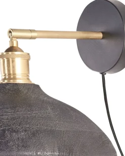 Wandleuchte Mango Holz Schwarz / Messing Kegelform Yerala