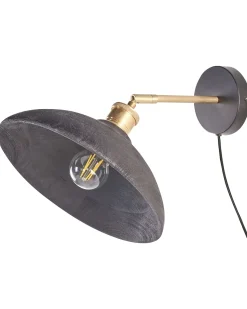 Wandleuchte Mango Holz Schwarz / Messing Kegelform Yerala