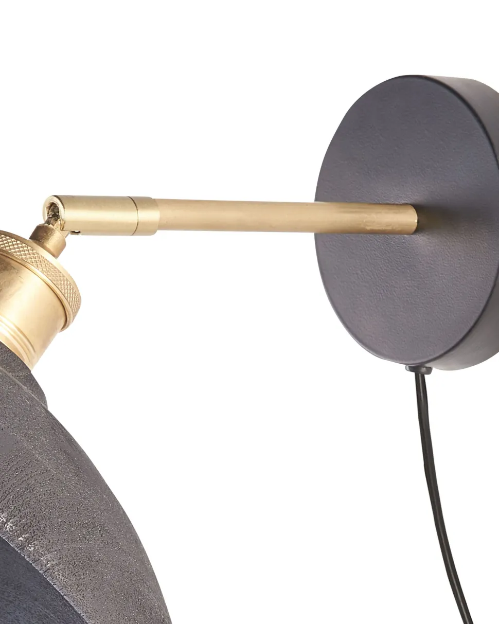 Wandleuchte Mango Holz Schwarz / Messing Kegelform Yerala
