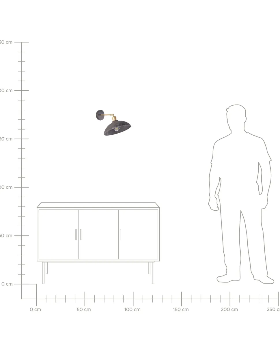 Wandleuchte Mango Holz Schwarz / Messing Kegelform Yerala