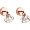 Wandleuchte Metall Kupfer Glanzend 2Er Set Gitter Design Erma