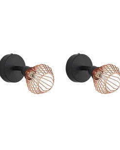 Wandleuchte Schwarz / Kupfer 2Er Set Gitter Volga