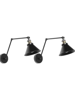 Wandleuchte Schwarz 2Er Set Kegelform Narva