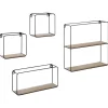 Wandregal Set Schwarz / Heller Holzfarbton 5 Facher Brito