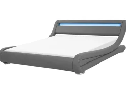 Wasserbett Kunstleder Grau 180 X 200 Cm Mit Led-Beleuchtung Avignon