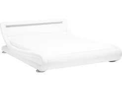 Wasserbett Kunstleder Weis 160 X 200 Cm Mit Led-Beleuchtung Avignon