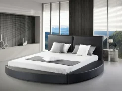 Wasserbett Leder Schwarz 180 X 200 Cm Laval