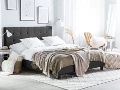 Wasserbett Leinenoptik Dunkelgrau 180 X 200 Cm La Rochelle
