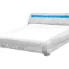 Wasserbett Samtstoff Silber 160 X 200 Cm Mit Led-Beleuchtung Avignon