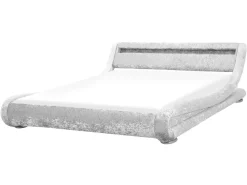 Wasserbett Samtstoff Silber 160 X 200 Cm Mit Led-Beleuchtung Avignon
