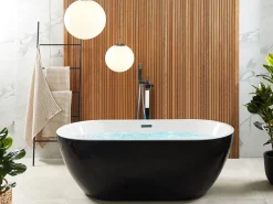 Whirlpool Badewanne Freistehend Schwarz Mit Led 170 X 80 Cm Nevis Iii