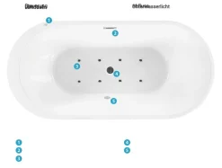 Whirlpool Badewanne Freistehend Schwarz Mit Led 170 X 80 Cm Nevis Iii
