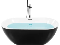 Whirlpool Badewanne Freistehend Schwarz Mit Led 170 X 80 Cm Nevis Iii