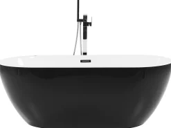 Whirlpool Badewanne Freistehend Schwarz Mit Led 170 X 80 Cm Nevis Iii