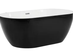 Whirlpool Badewanne Freistehend Schwarz Mit Led 170 X 80 Cm Nevis Iii