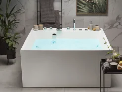 Whirlpool Badewanne Freistehend Weis Quadratisch 130 X 130 Cm Tahua