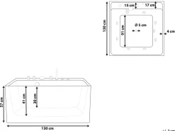 Whirlpool Badewanne Freistehend Weis Quadratisch 130 X 130 Cm Tahua