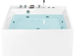 Whirlpool Badewanne Freistehend Weis Quadratisch 130 X 130 Cm Tahua