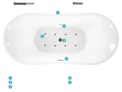 Whirlpool Badewanne Freistehend Weis Oval Mit Led 180 X 85 Cm Antigua