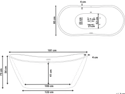 Whirlpool Badewanne Freistehend Weis Oval Mit Led 180 X 85 Cm Antigua