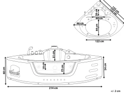 Whirlpool Badewanne Schwarz Eckmodell Mit Led 214 X 155 Cm Martinica
